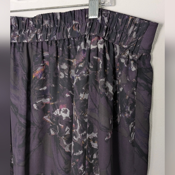 Sejour Women's Mini Skirt Purple 16W Elastic Waist Lined Floral Plum Black NEW - Picture 5 of 8